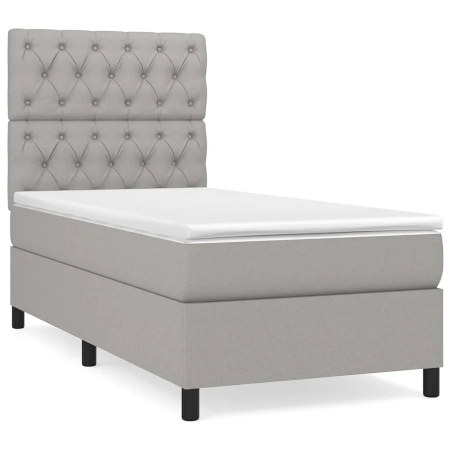 Sommier à lattes de lit avec matelas Gris clair 80x200 cm Tissu - 2