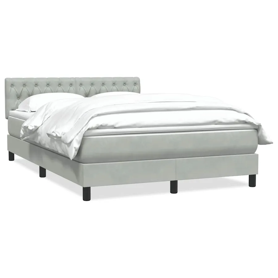 Sommier à lattes de lit et matelas gris clair 140x210cm velours - 2
