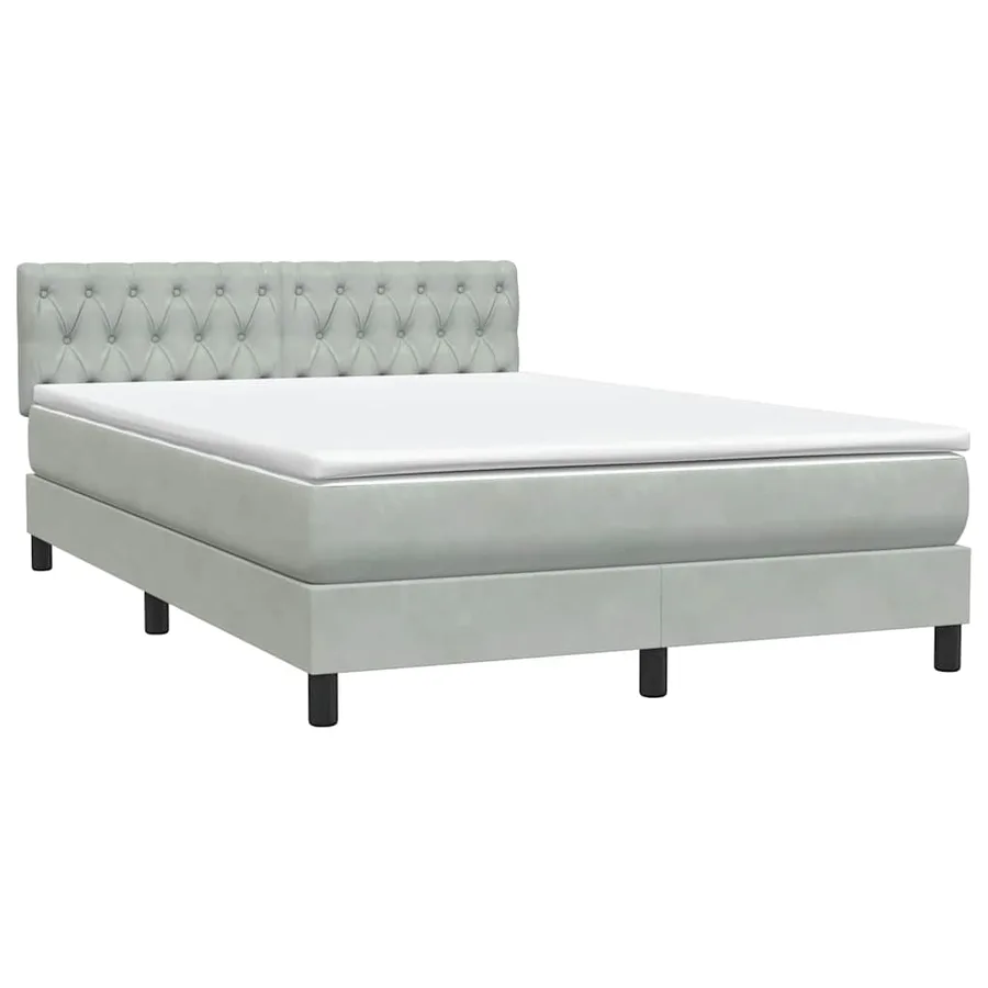 Sommier à lattes de lit et matelas gris clair 140x210cm velours - 4