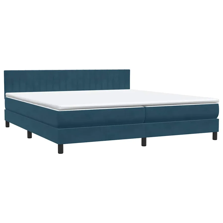Sommier à lattes de lit et matelas bleu foncé 180x210cm velours - 2