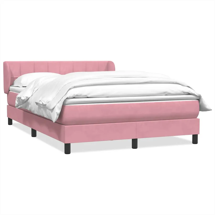 Sommier à lattes de lit avec matelas rose 140x210 cm velours - 2