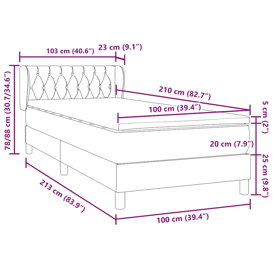 Sommier à lattes de lit et matelas gris clair 100x210cm velours - 12