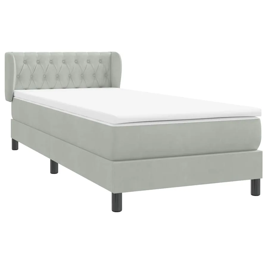 Sommier à lattes de lit et matelas gris clair 100x210cm velours - 4
