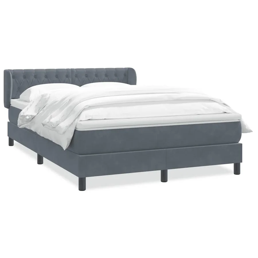 Sommier à lattes de lit et matelas gris foncé 140x210cm velours - 2
