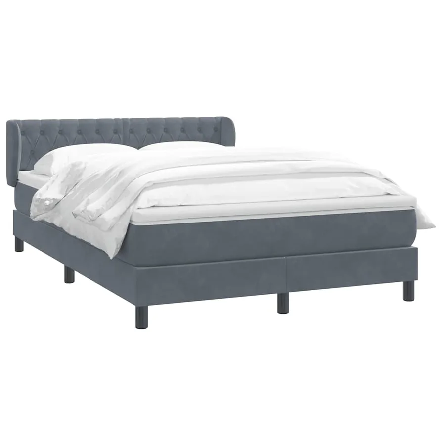 Sommier à lattes de lit et matelas gris foncé 140x210cm velours - 3