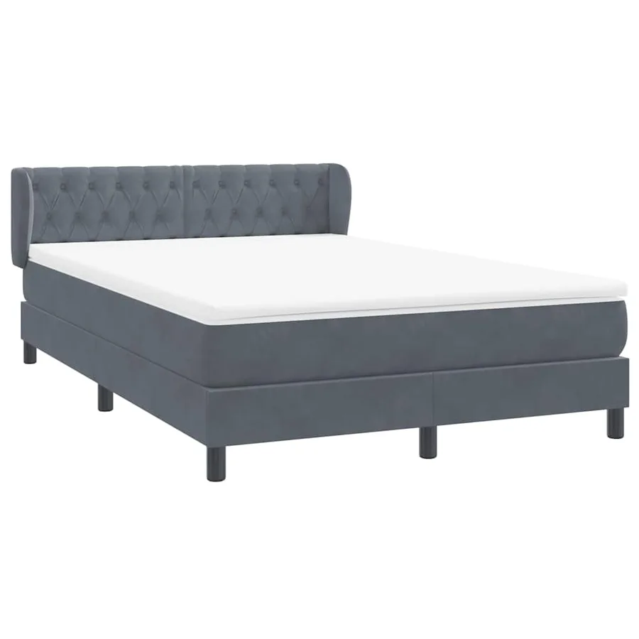 Sommier à lattes de lit et matelas gris foncé 140x210cm velours - 4