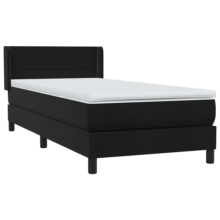 Sommier à lattes de lit avec matelas noir 90x210 cm velours - 4