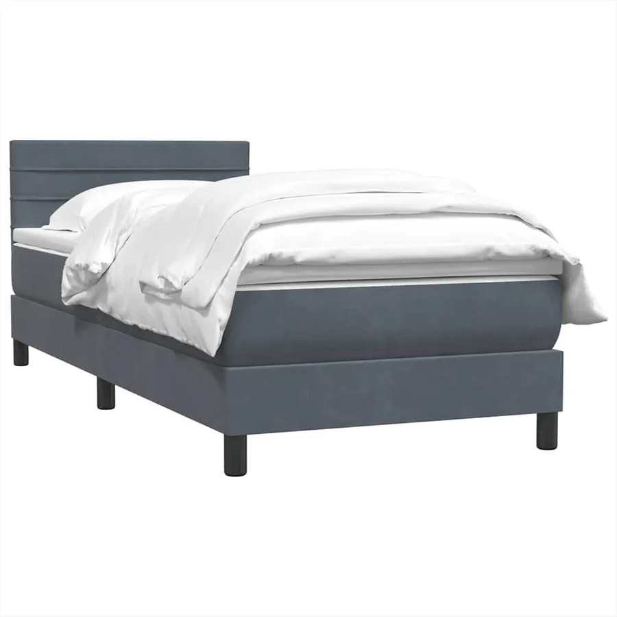 Sommier à lattes de lit et matelas gris foncé 100x210cm velours - 3