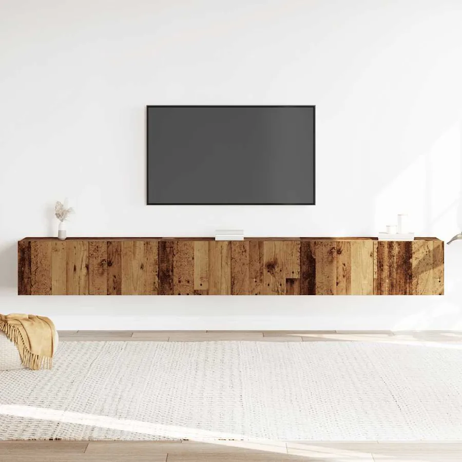 Ensemble de meuble TV mural 3 pcs vieux bois bois d'ingénierie - 3