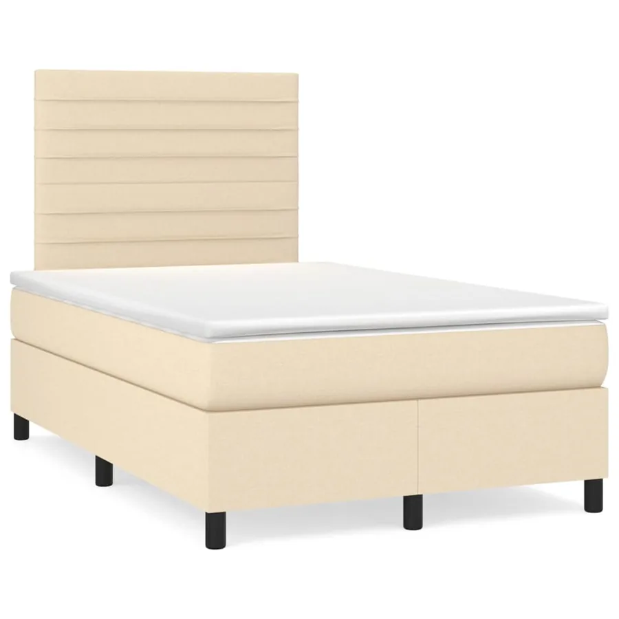 Sommier à lattes de lit avec matelas Crème 120x200 cm Tissu - 2