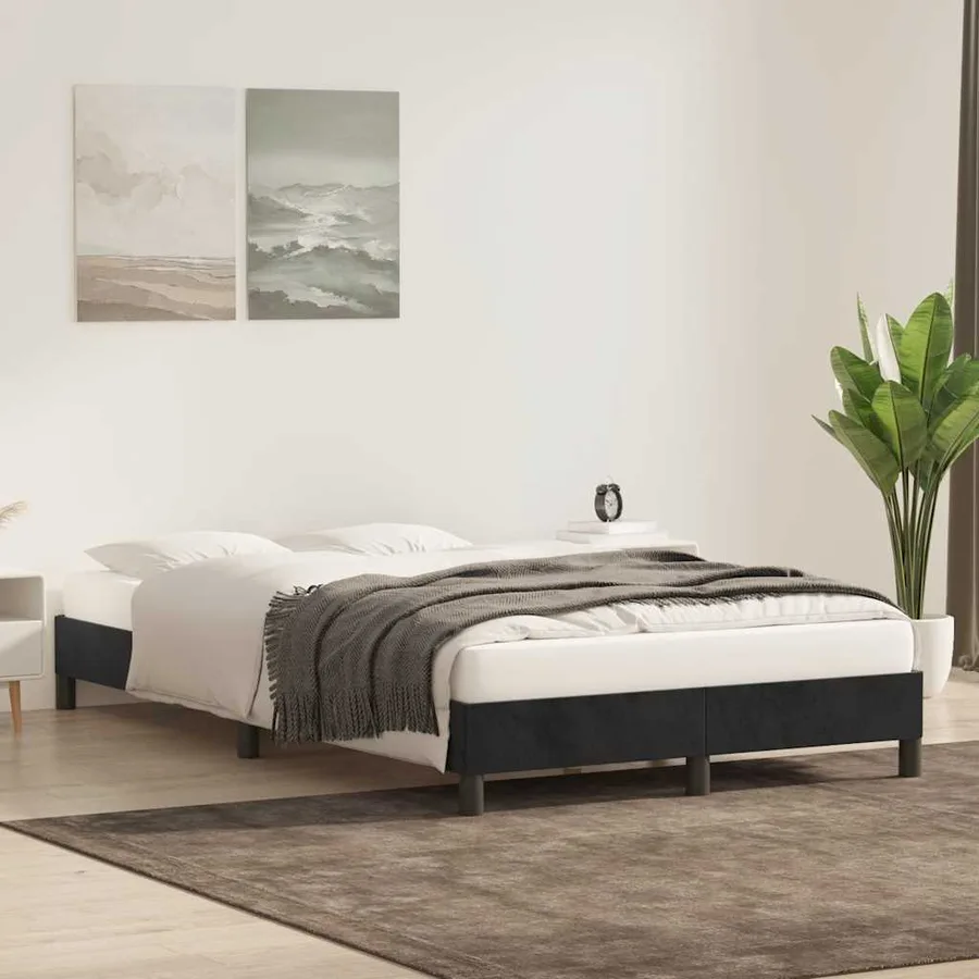 Cadre de lit sans matelas noir 120x210 cm velours - 3