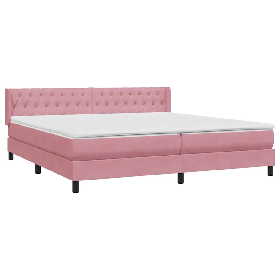 Sommier à lattes de lit avec matelas rose 180x210 cm velours - 4