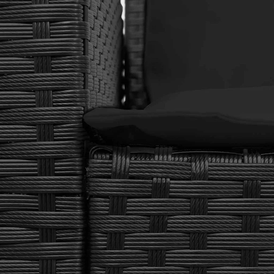Salon de jardin 4 pcs avec coussins forme L noir résine tressée - 10