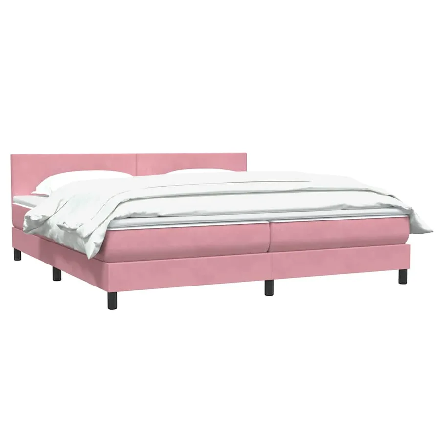 Sommier à lattes de lit avec matelas rose 180x210 cm velours - 4