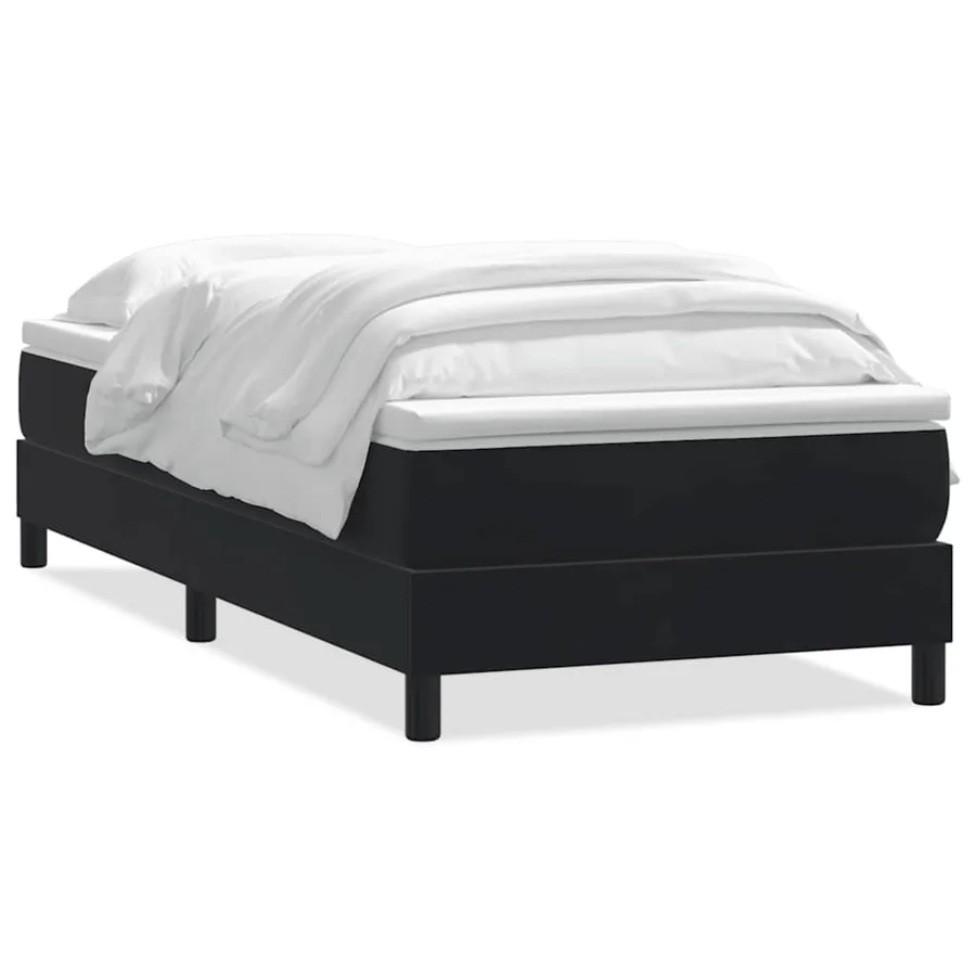 Sommier à lattes de lit avec matelas noir 90x220 cm velours - 2