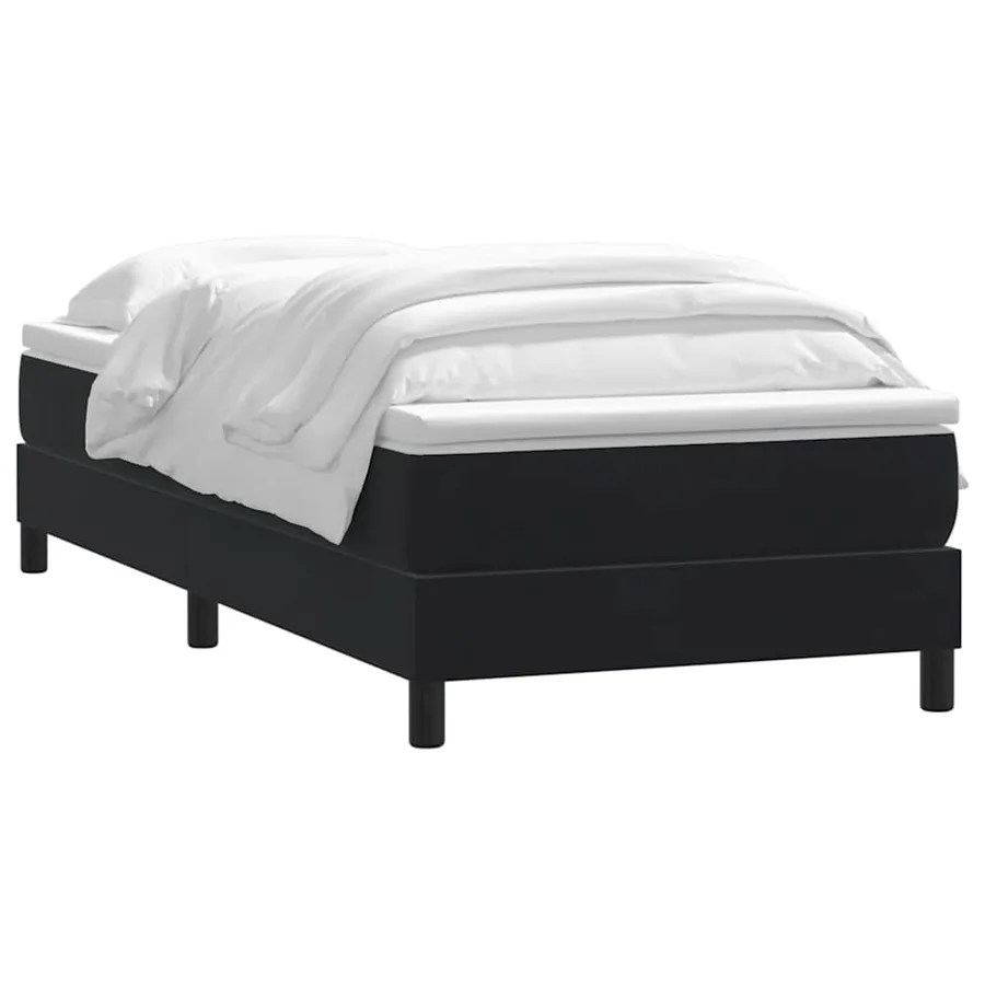 Sommier à lattes de lit avec matelas noir 90x220 cm velours - 3