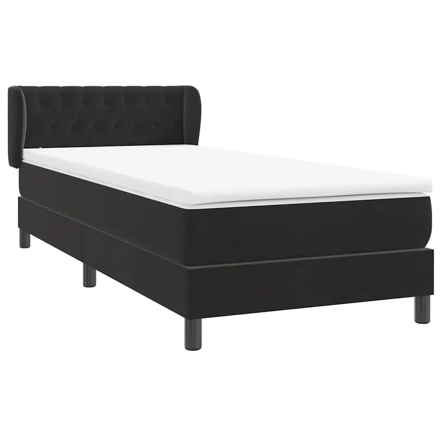 Sommier à lattes de lit avec matelas noir 90x220 cm velours - 4