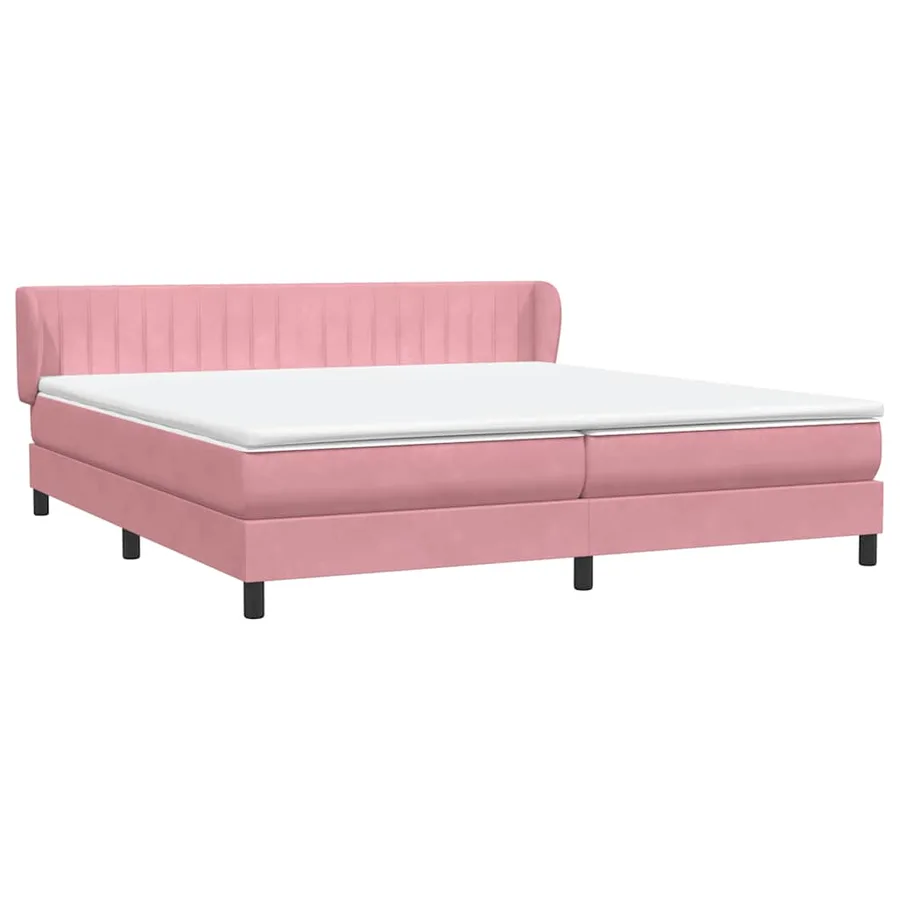 Sommier à lattes de lit avec matelas rose 180x210 cm velours - 4