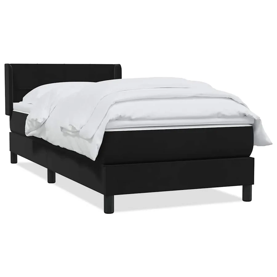 Sommier à lattes de lit avec matelas noir 90x220 cm velours - 2
