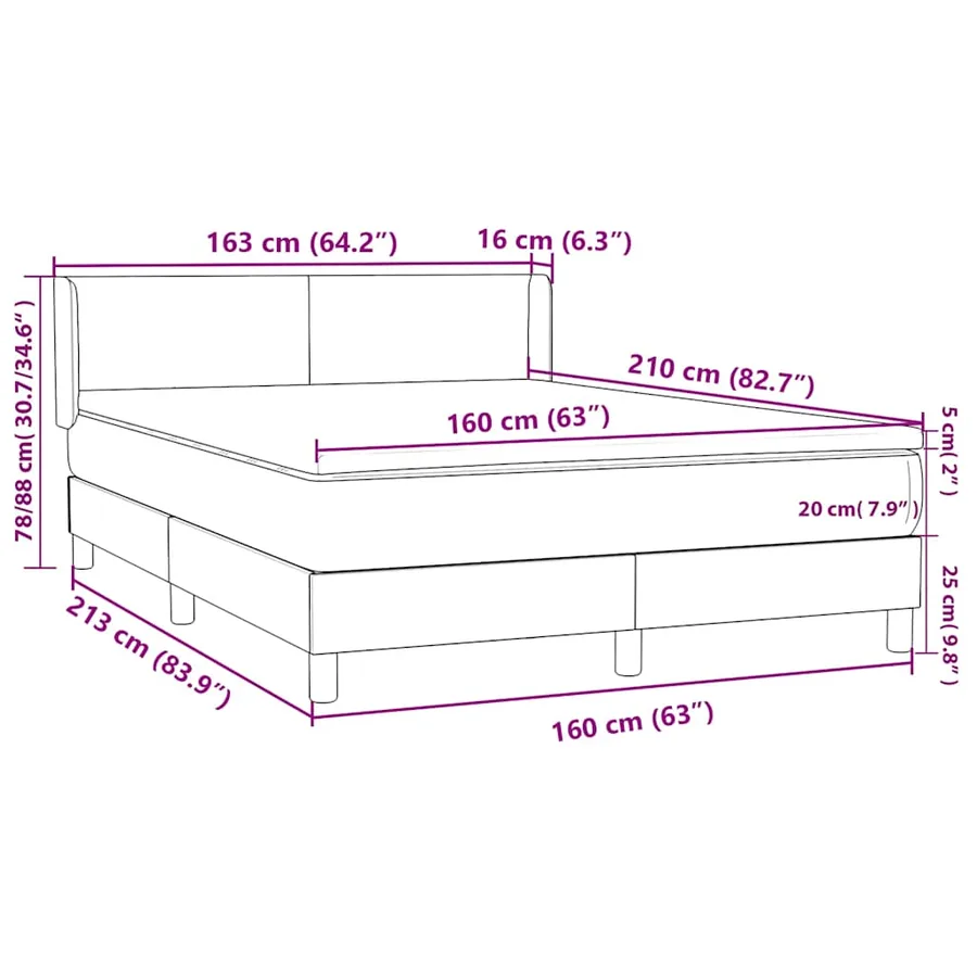 Sommier à lattes de lit avec matelas rose 160x210 cm velours - 12