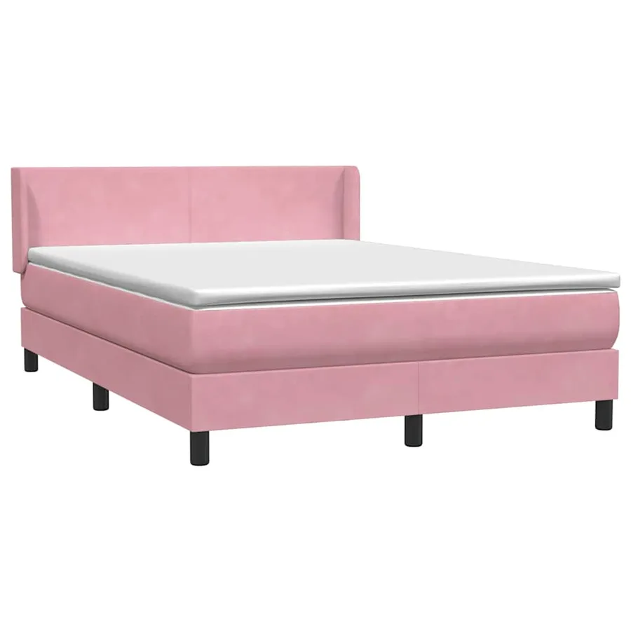 Sommier à lattes de lit avec matelas rose 160x210 cm velours - 4