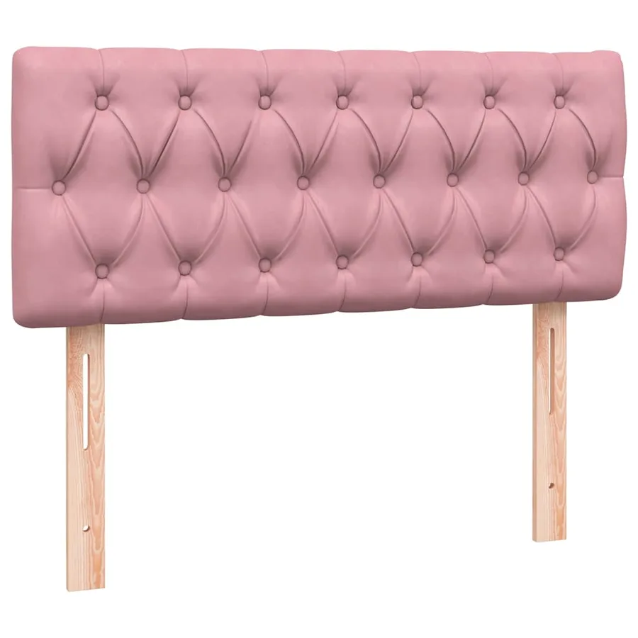 Sommier à lattes de lit avec matelas et LED rose 120x210 cm velours - 7