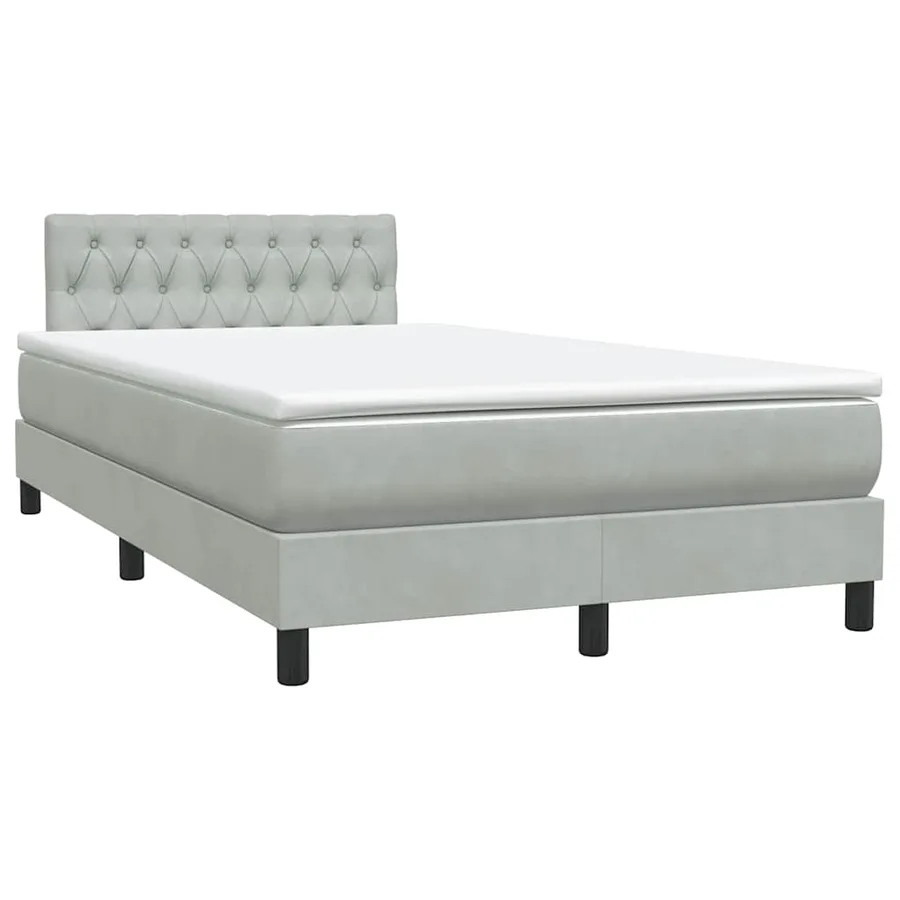 Sommier à lattes de lit et matelas et LED gris clair 120x210cm velours - 5