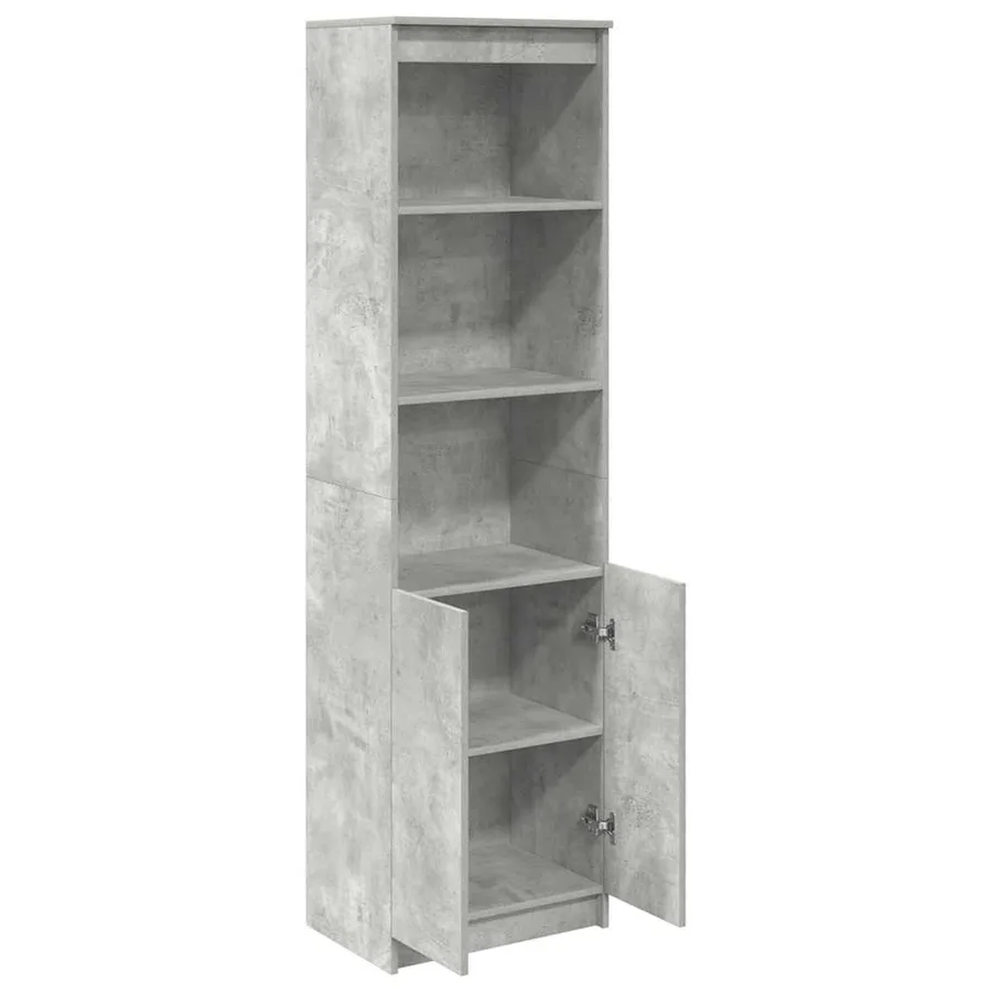 Buffet haut gris béton 50x35x180 cm bois d'ingénierie - 5
