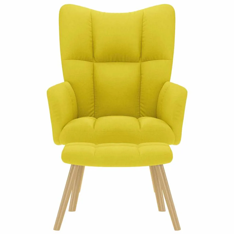 Chaise de relaxation avec repose-pied jaune clair tissu - 3