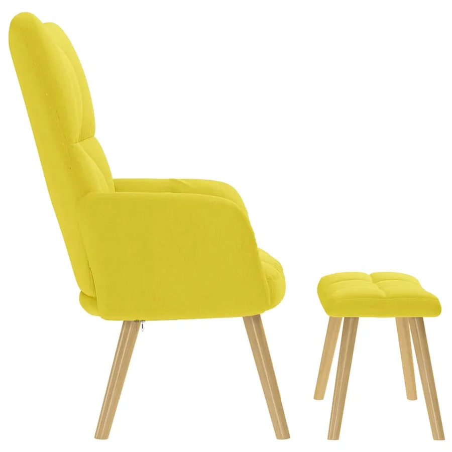 Chaise de relaxation avec repose-pied jaune clair tissu - 6