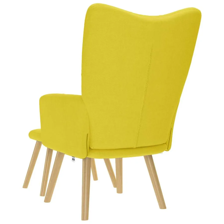 Chaise de relaxation avec repose-pied jaune clair tissu - 7