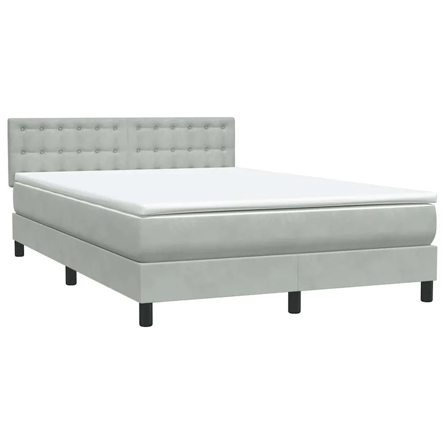 Sommier à lattes de lit et matelas gris clair 160x210cm velours - 4