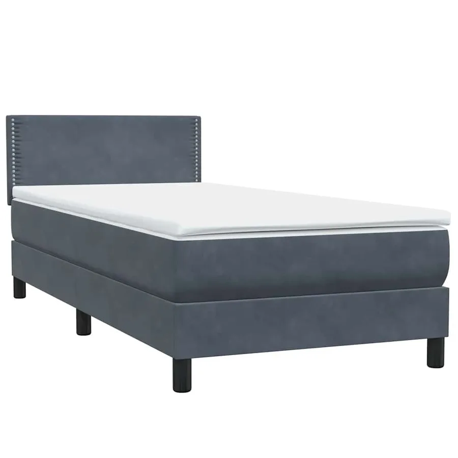 Sommier à lattes de lit et matelas gris foncé 90x220 cm velours - 4