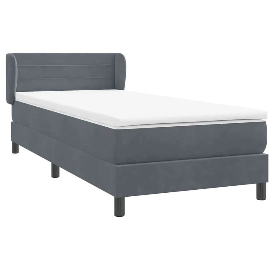 Sommier à lattes de lit et matelas gris foncé 90x220 cm velours - 4