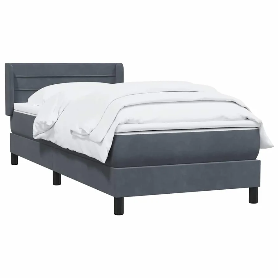 Sommier à lattes de lit et matelas gris foncé 90x220 cm velours - 3