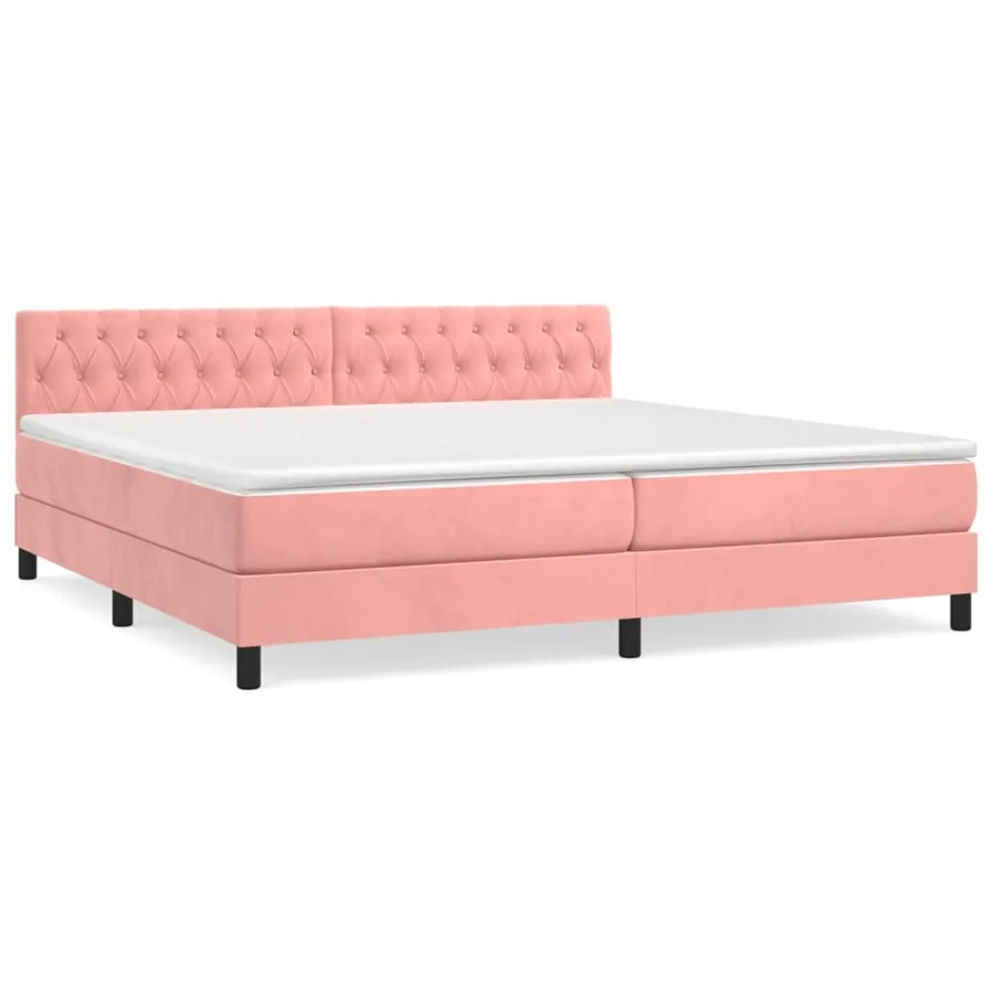Sommier à lattes de lit avec matelas Rose 200x200 cm Velours - 2