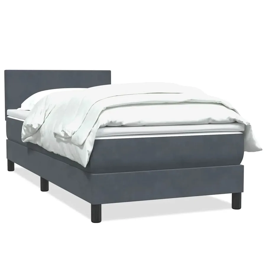 Sommier à lattes de lit et matelas gris foncé 90x220 cm velours - 2