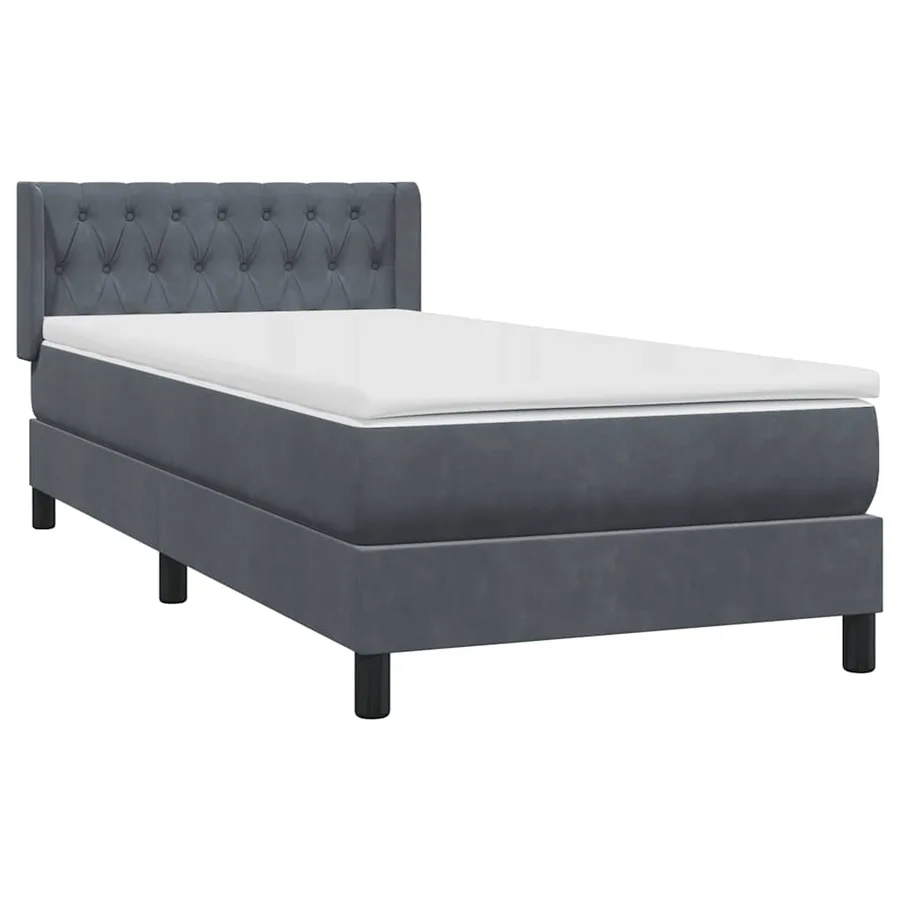 Sommier à lattes de lit et matelas gris foncé 90x220 cm velours - 2