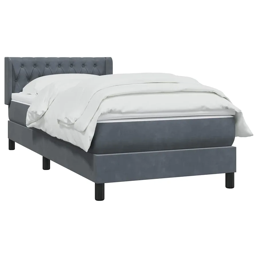 Sommier à lattes de lit et matelas gris foncé 90x220 cm velours - 4