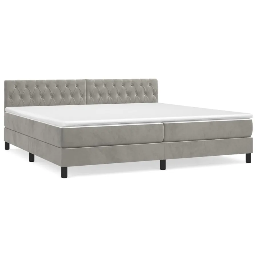 Sommier à lattes de lit et matelas Gris clair 200x200cm Velours - 2