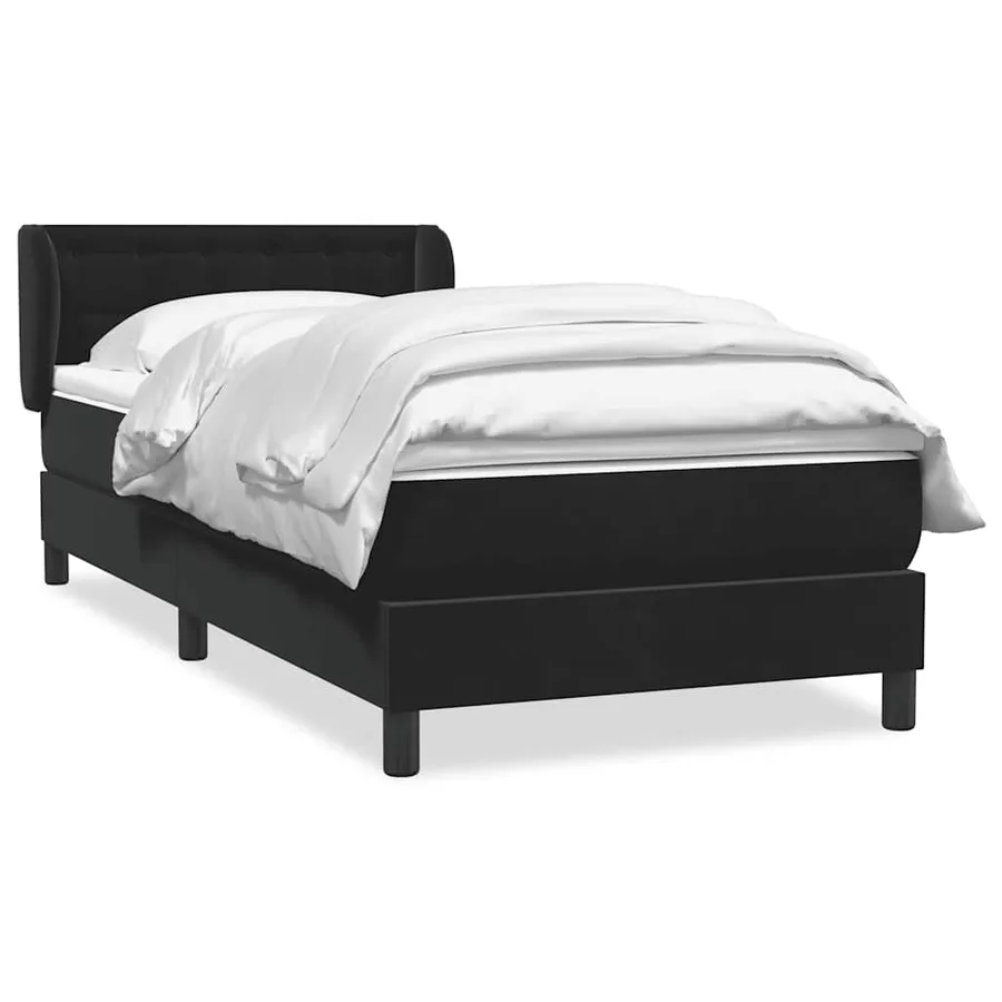 Sommier à lattes de lit avec matelas noir 80x220 cm velours - 2