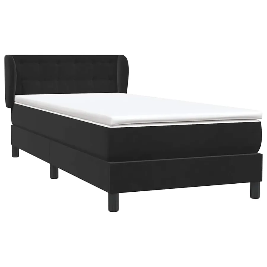 Sommier à lattes de lit avec matelas noir 80x220 cm velours - 4