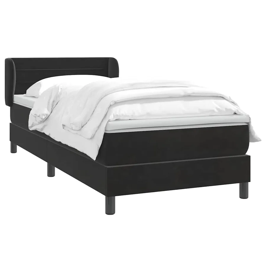Sommier à lattes de lit avec matelas noir 80x220 cm velours - 3