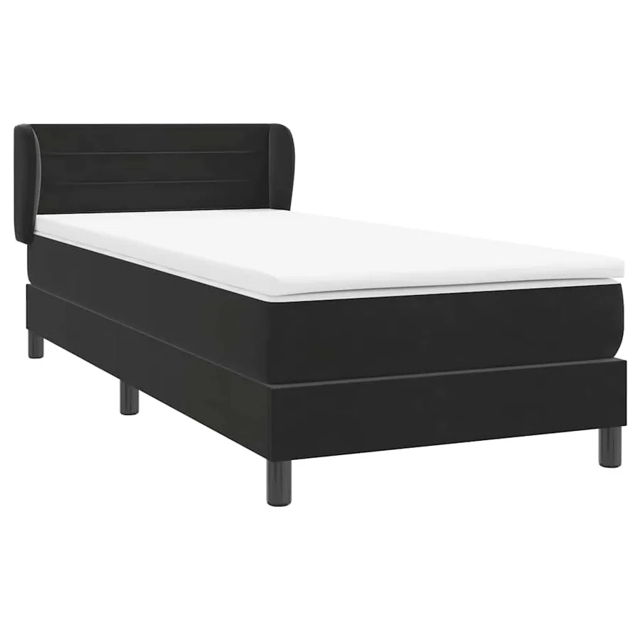 Sommier à lattes de lit avec matelas noir 80x220 cm velours - 4
