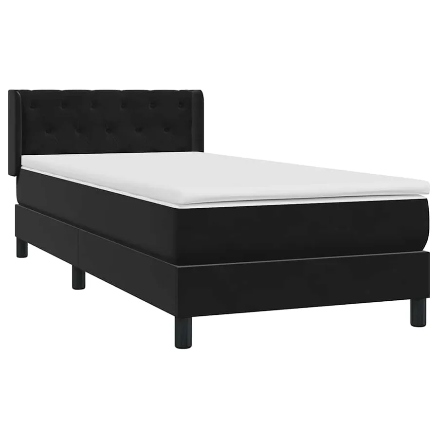 Sommier à lattes de lit avec matelas noir 80x220 cm velours - 2