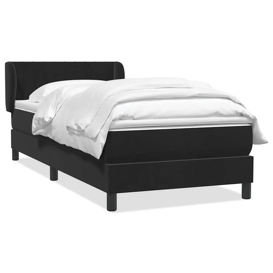 Sommier à lattes de lit avec matelas noir 80x220 cm velours - 2