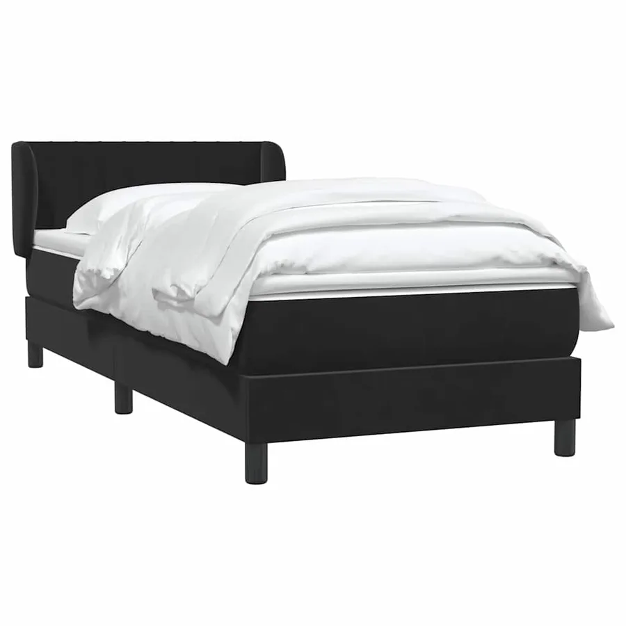 Sommier à lattes de lit avec matelas noir 80x220 cm velours - 3