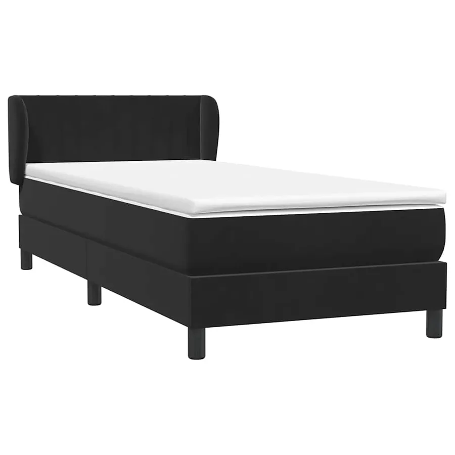 Sommier à lattes de lit avec matelas noir 80x220 cm velours - 4