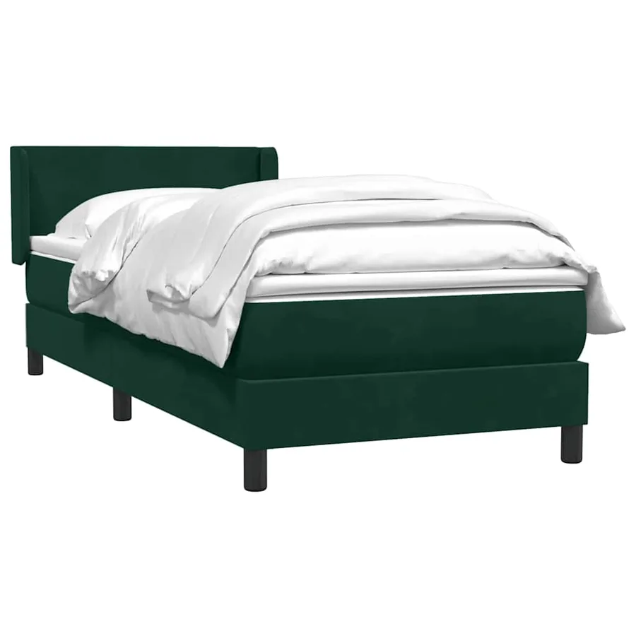Sommier à lattes de lit et matelas vert foncé 80x210 cm velours - 3