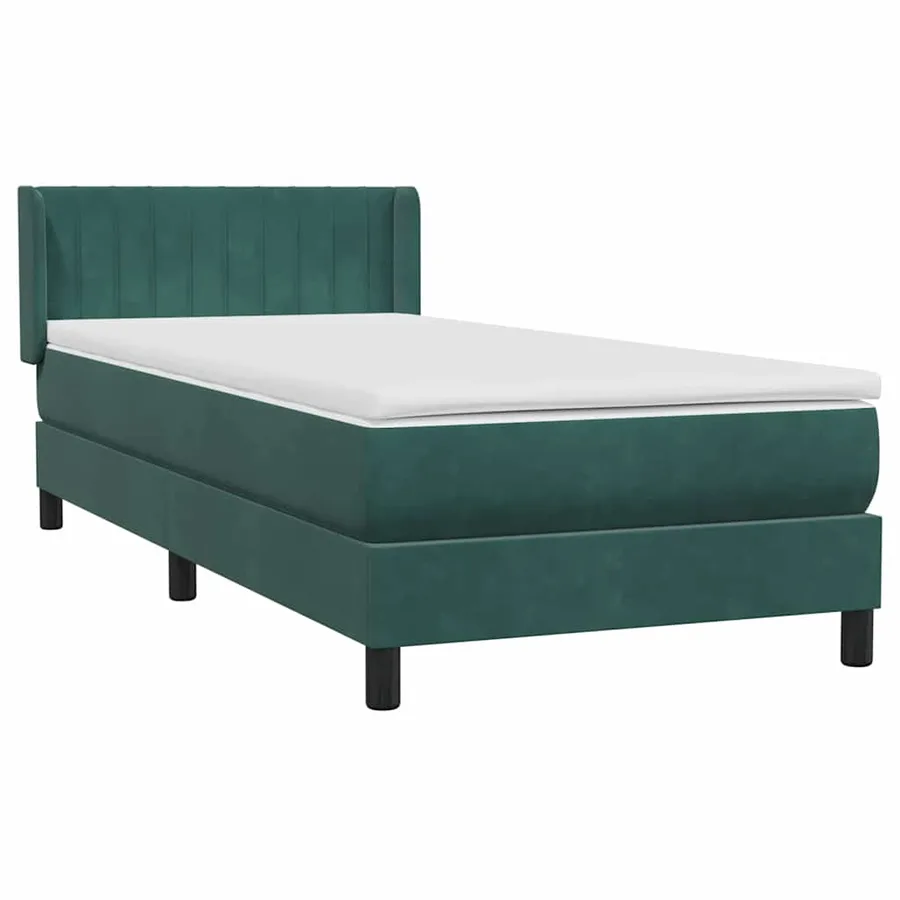 Sommier à lattes de lit et matelas vert foncé 80x210 cm velours - 4
